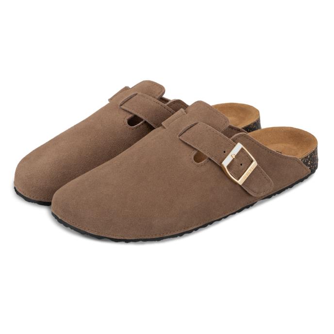 totes Ladies Suede Clog Light Brown Extra Image 1